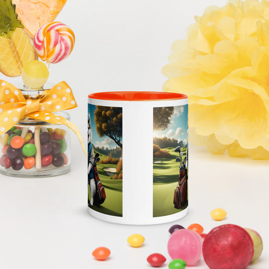 Pomsky Golfer- Mug with Color Inside v9