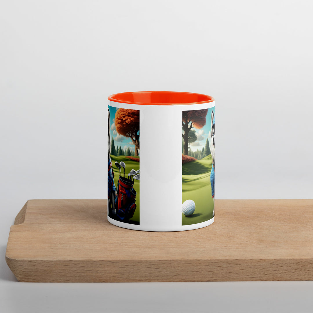 Pomsky Golfer- Mug with Color Inside v5