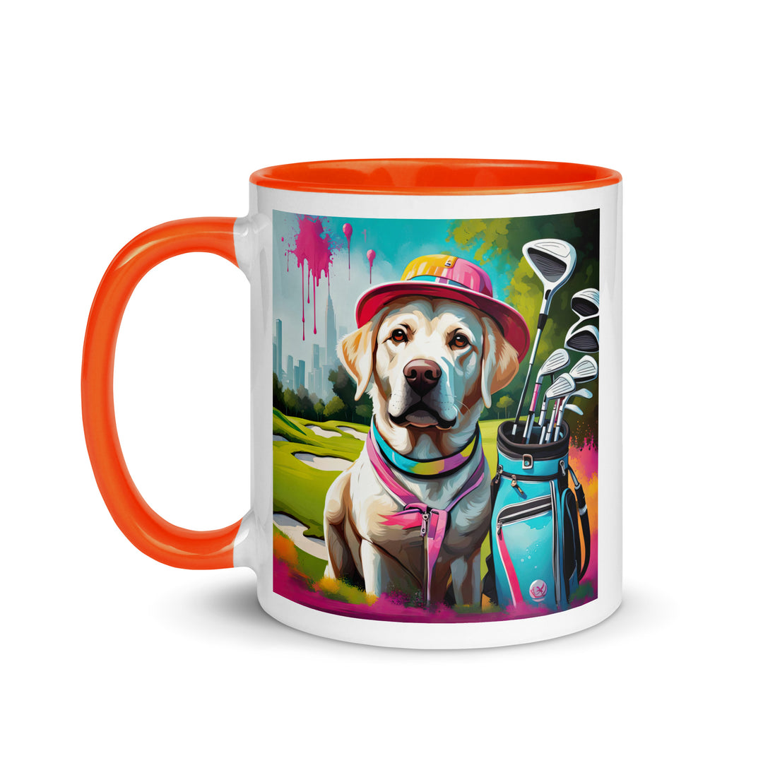 Mug with Color Inside-Labrador Retriever Golfer v9