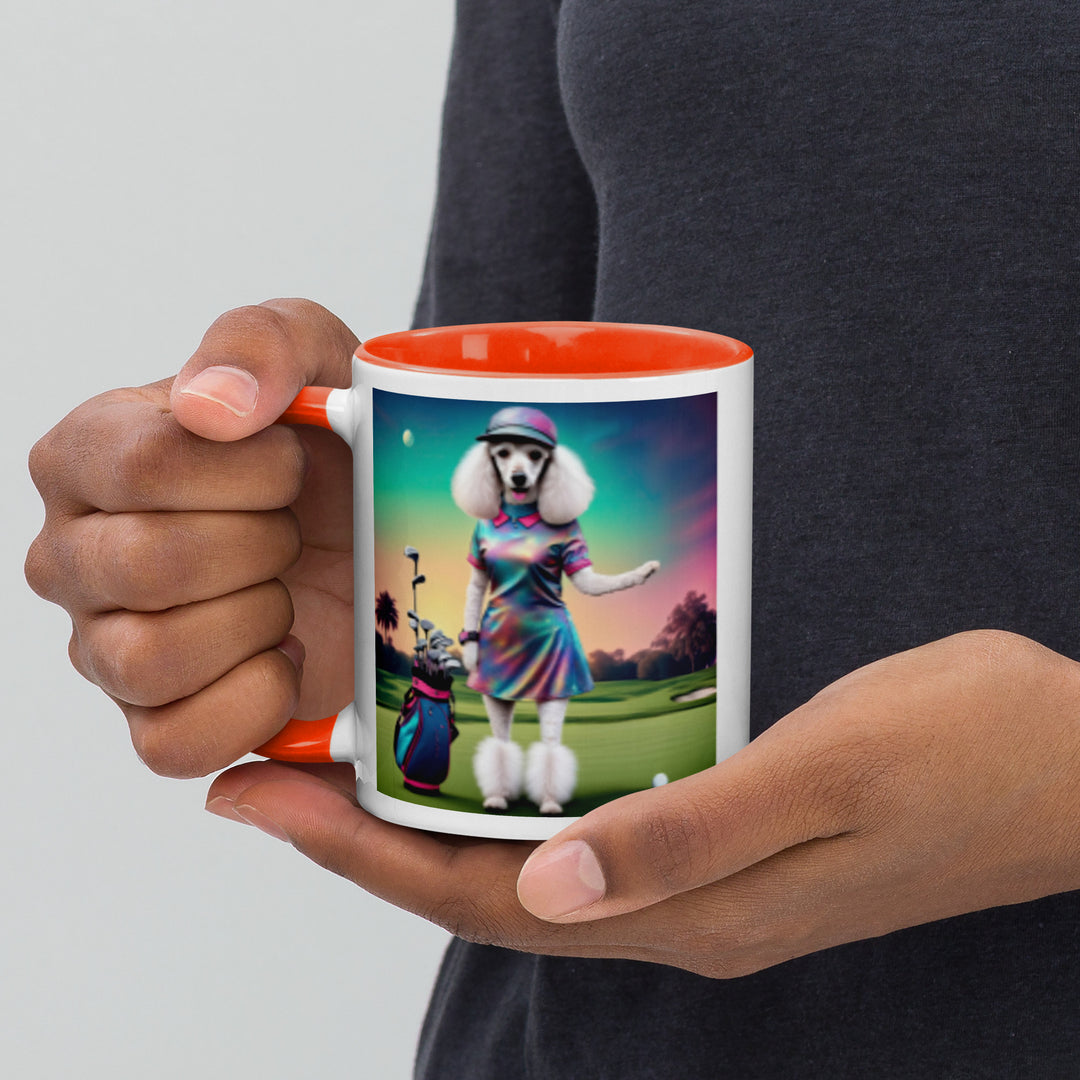 Poodle Golfer- Mug with Color Inside