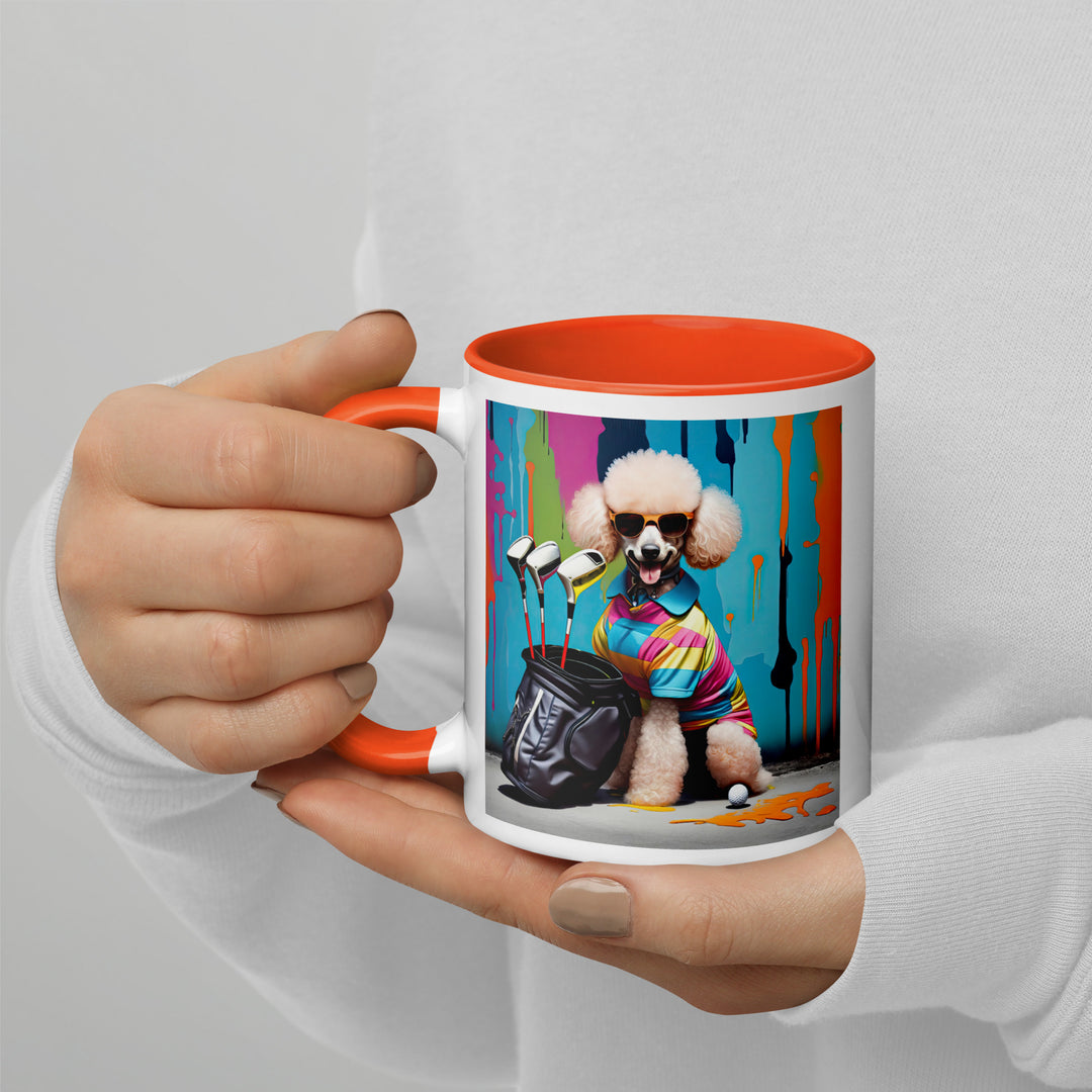 Poodle Golfer- Mug with Color Inside v3