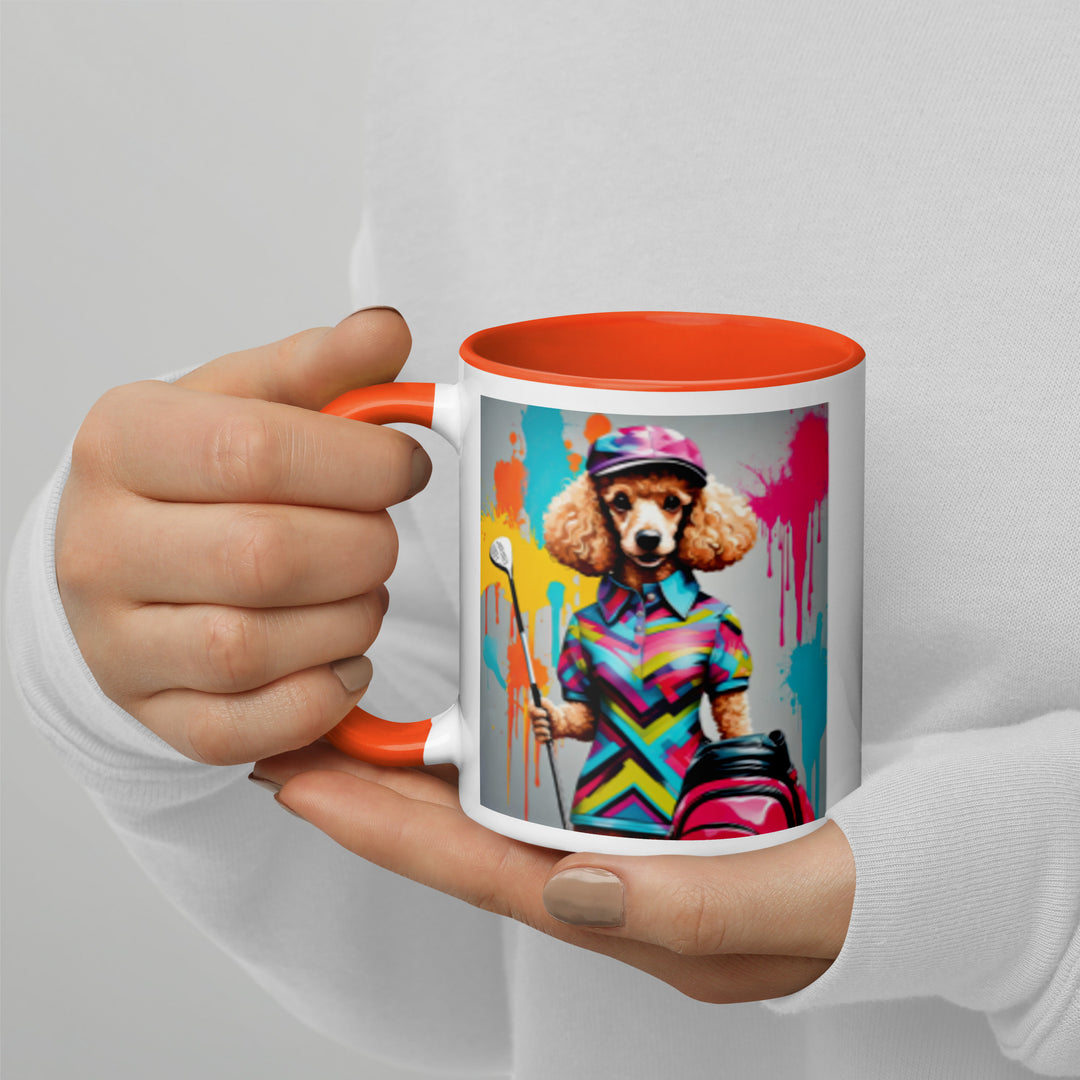 Poodle Golfer- Mug with Color Inside v4