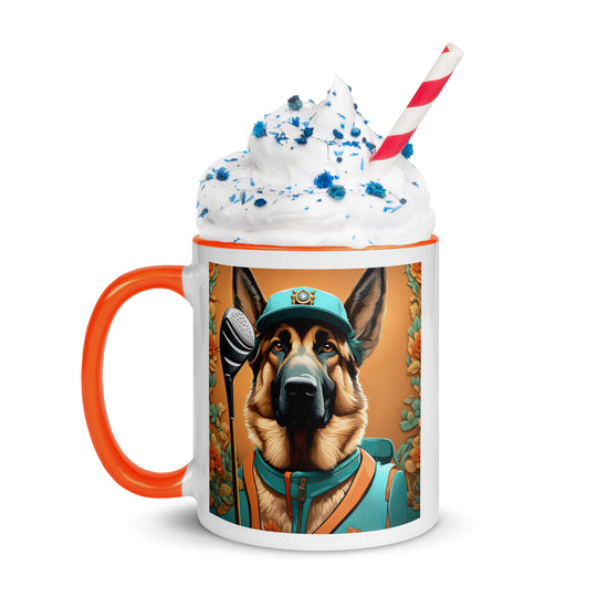 German Shepherd Golfer- Mug with Color Inside V2