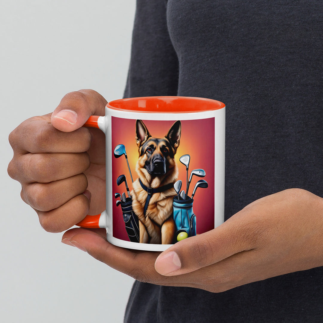 German Shepherd Golfer- Mug with Color Inside V7