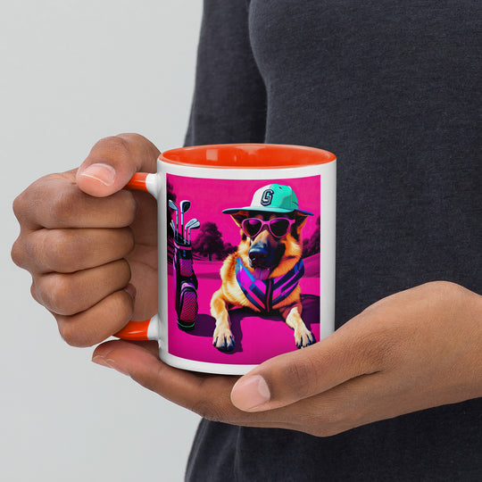 German Shepherd Golfer- Mug with Color Inside V8