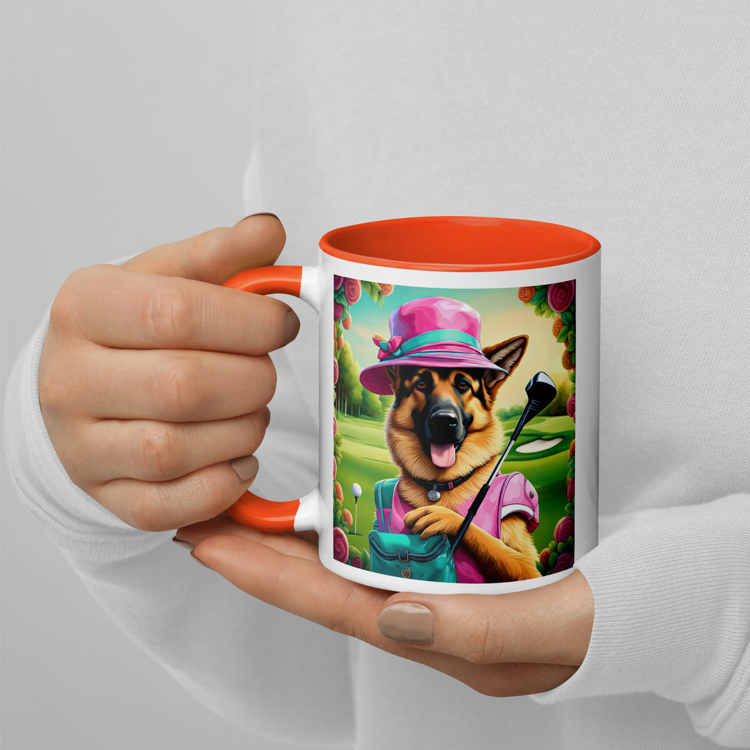 German Shepherd Golfer- Mug with Color Inside V9