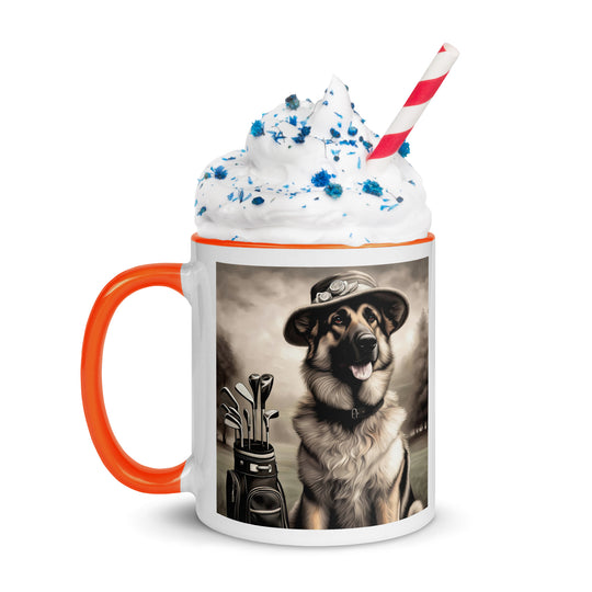 German Shepherd Golfer- Mug with Color Inside V10