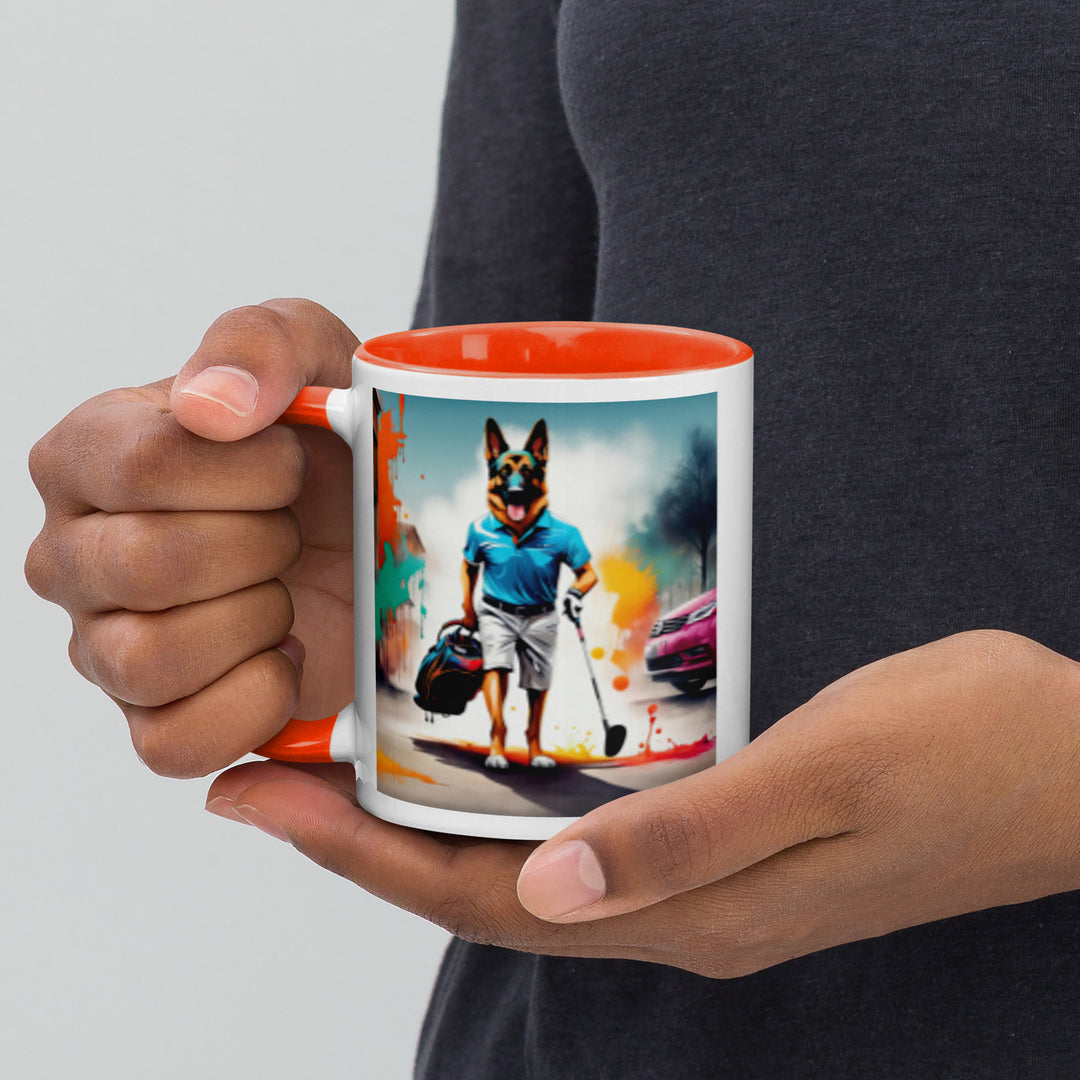 German Shepherd Golfer- Mug with Color Inside V12