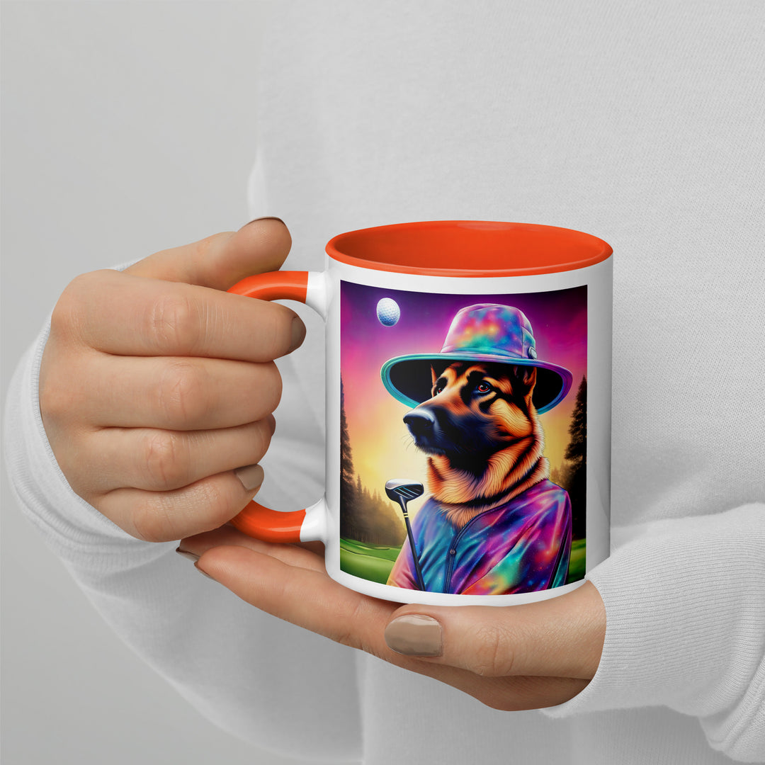 German Shepherd Golfer- Mug with Color Inside V13