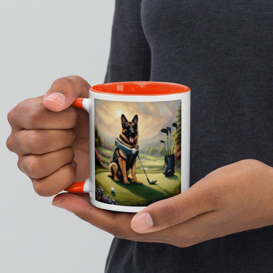 German Shepherd Golfer- Mug with Color Inside V15