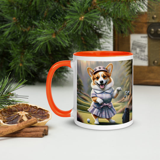 Pembroke Welsh Corgi Golfer- Mug with Color Inside v2