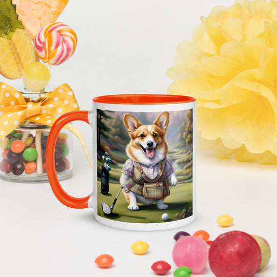 Pembroke Welsh Corgi Golfer- Mug with Color Inside v3