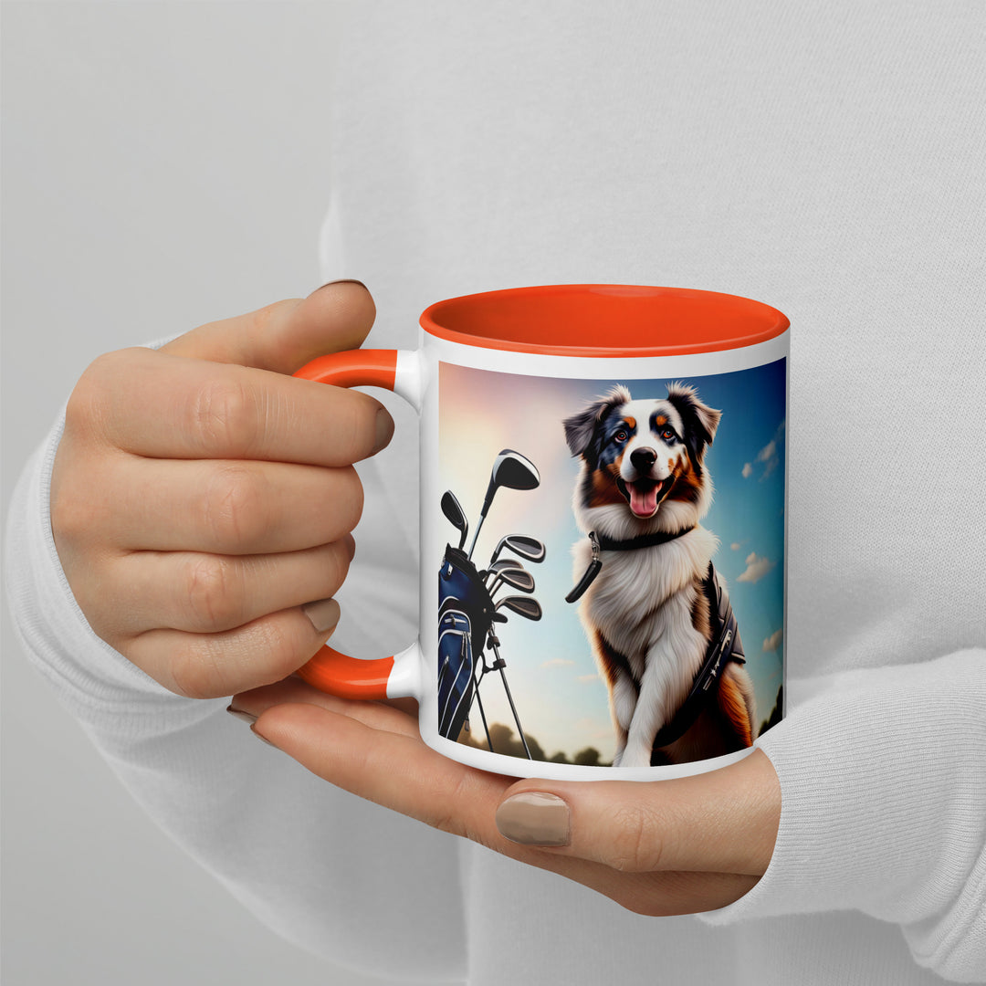 Australian Shepherd Golfer- Mug with Color Inside