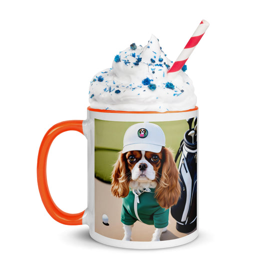 Cavalier King Charles Spaniel Golfer- Mug with Color Inside v4