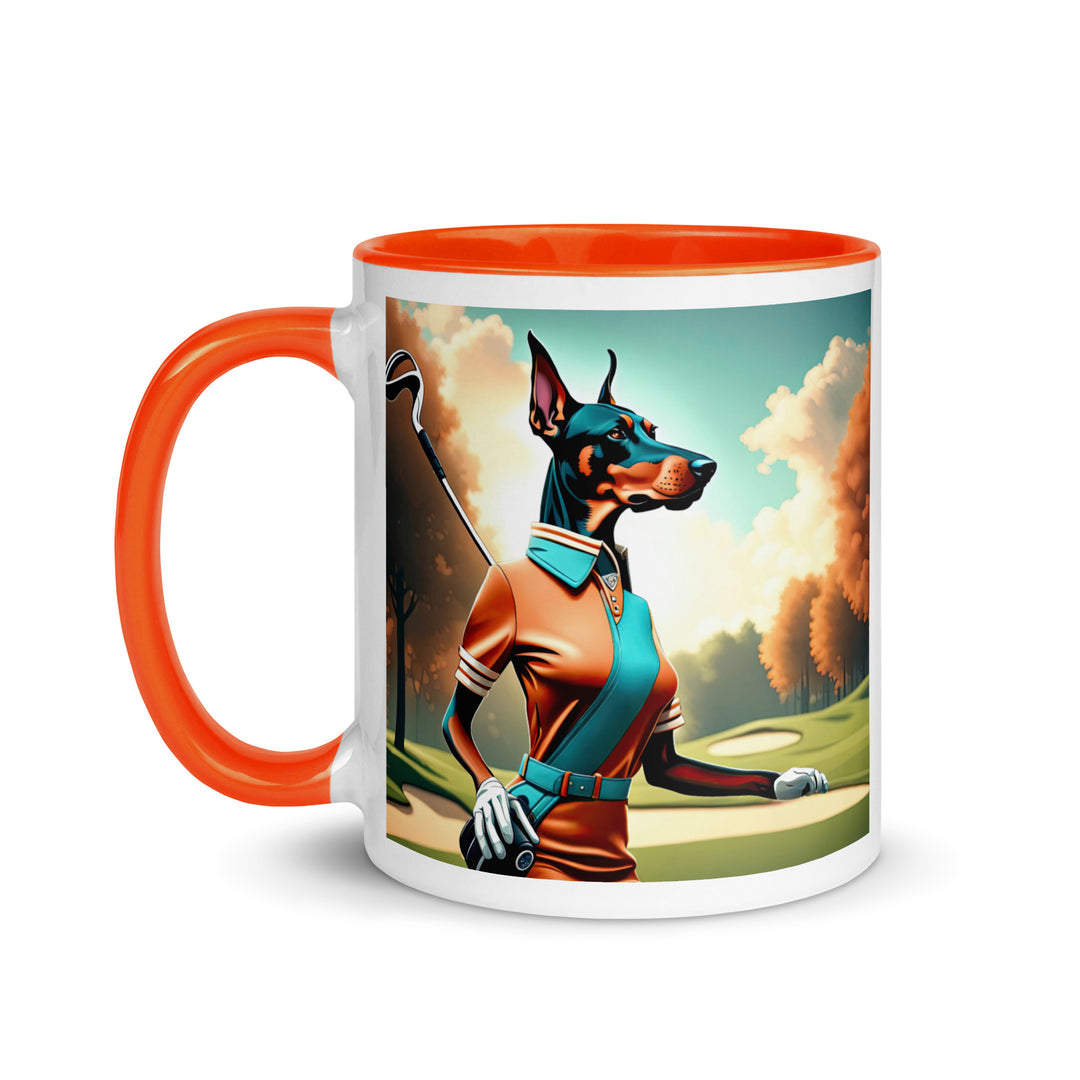 Doberman Pinscher Golfer- Mug with Color Inside