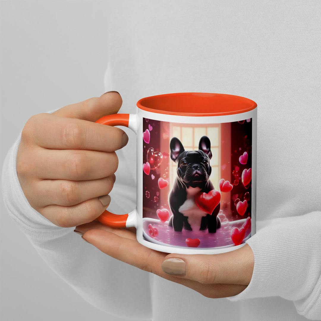 French Bulldog Romantic- Mug with Color Inside v4