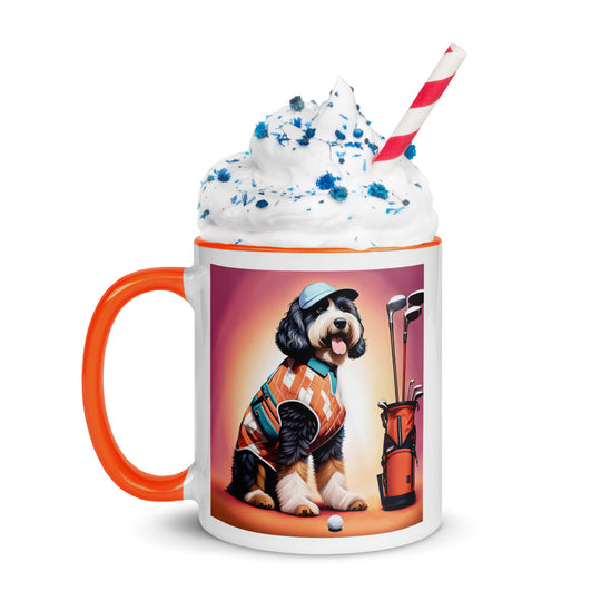 Bernedoodle Golfer- Mug with Color Inside v4