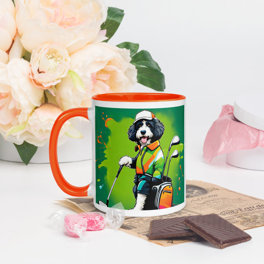 Bernedoodle Golfer- Mug with Color Inside v8