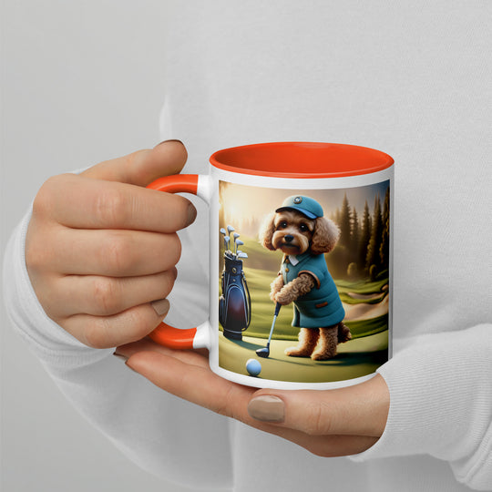 Cavapoo Golfer- Mug with Color Inside v5