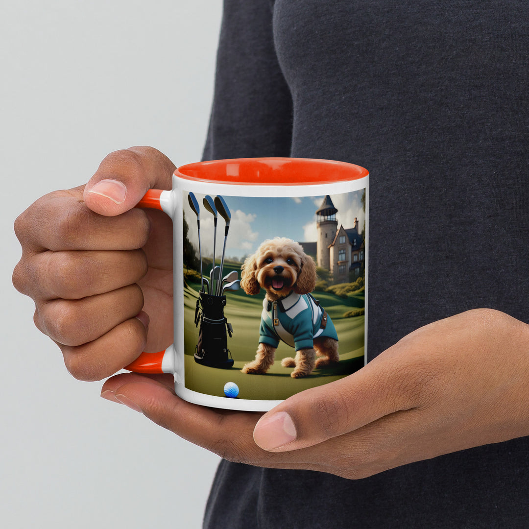 Cavapoo Golfer- Mug with Color Inside v6