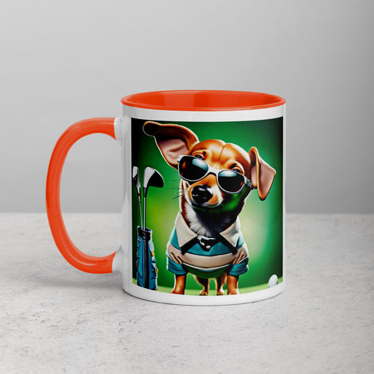 Chiweenie Golfer- Mug with Color Inside v6