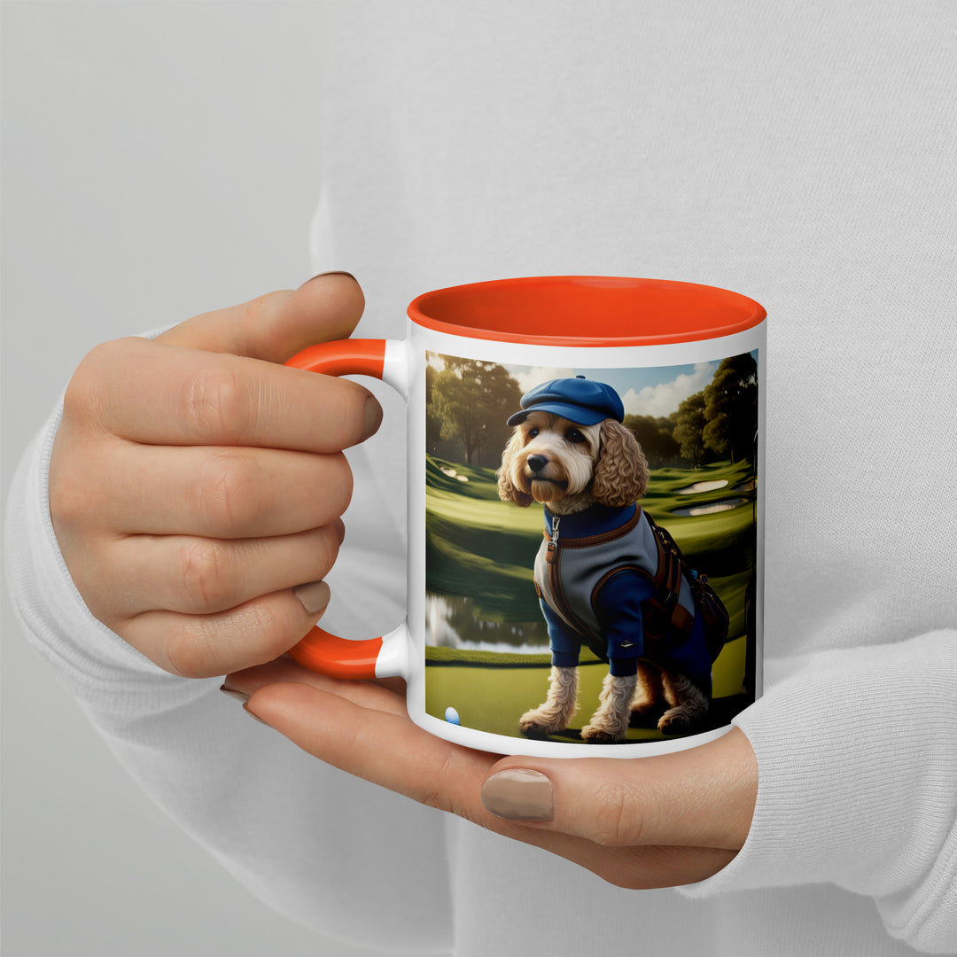 Cockapoo Golfer- Mug with Color Inside v9