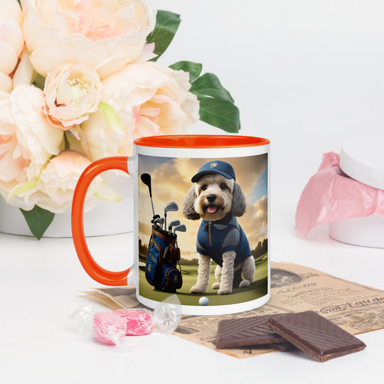 Cockapoo Golfer- Mug with Color Inside v8