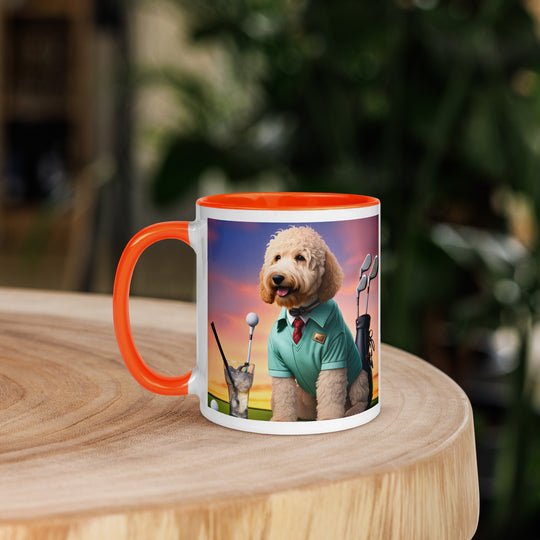 Goldendoodle Golfer- Mug with Color Inside v5