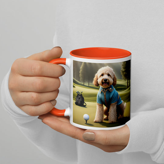 Goldendoodle Golfer- Mug with Color Inside v6