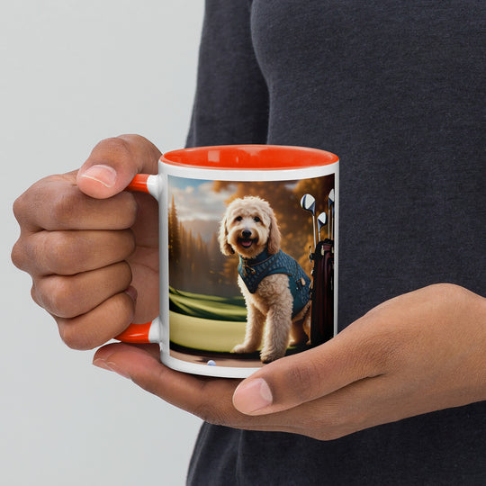 Goldendoodle Golfer- Mug with Color Inside v4