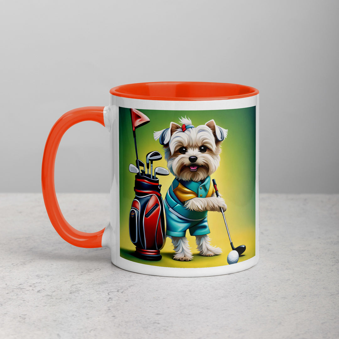 Morkie Golfer- Mug with Color Inside v4