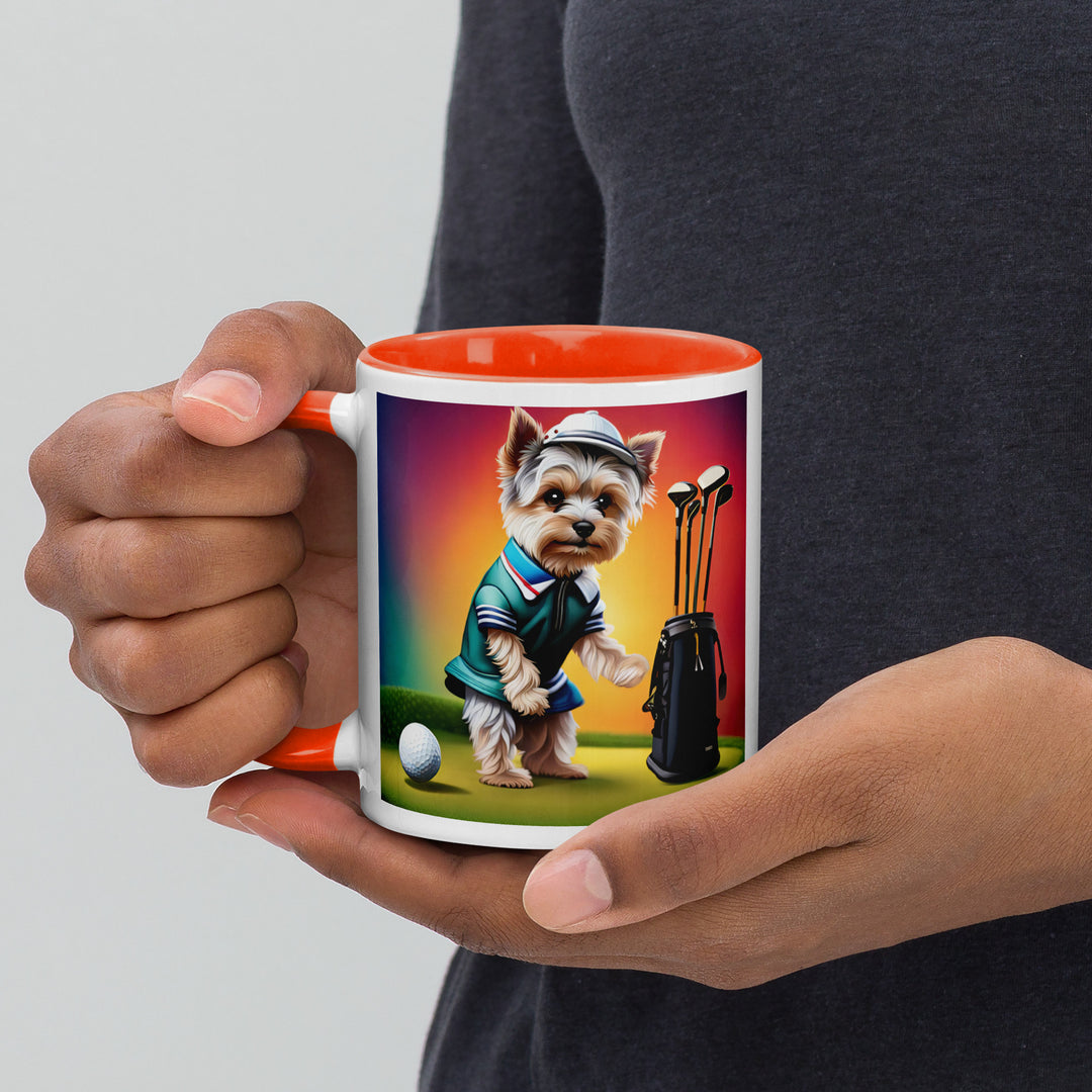 Morkie Golfer- Mug with Color Inside v5