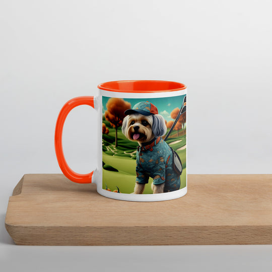 Pekapoo Golfer- Mug with Color Inside v8