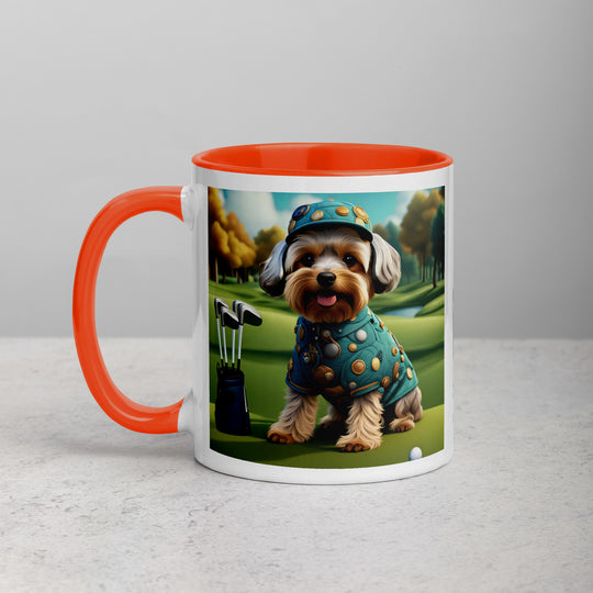 Yorkipoo Golfer- Mug with Color Inside v3