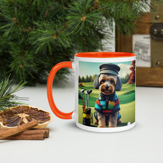 Yorkipoo Golfer- Mug with Color Inside v5