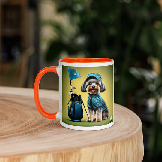 Yorkipoo Golfer- Mug with Color Inside v7