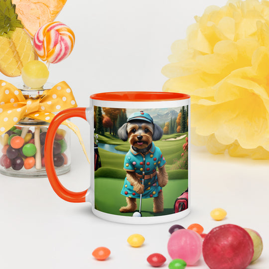 Yorkipoo Golfer- Mug with Color Inside v8