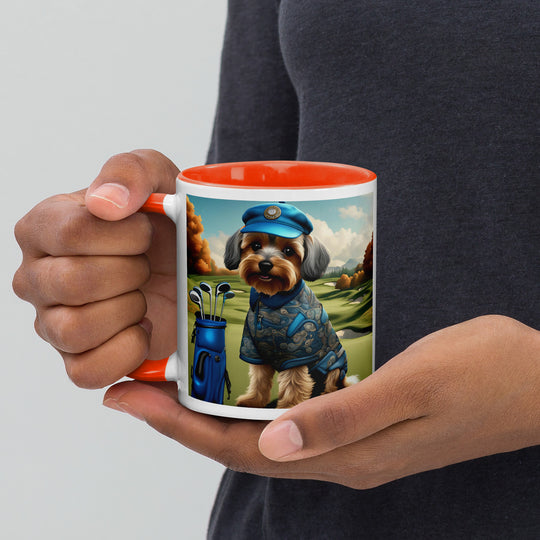 Yorkipoo Golfer- Mug with Color Inside v10