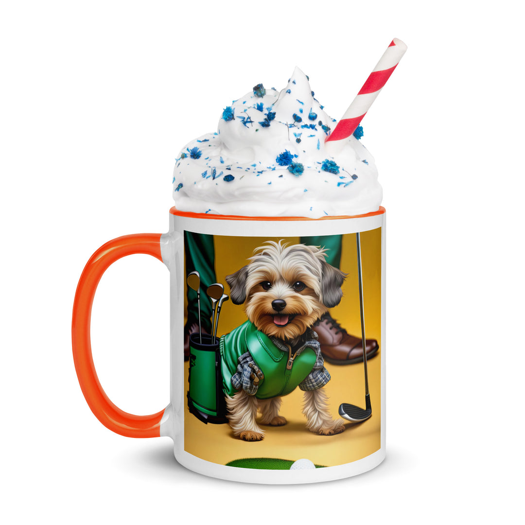 Yorkipoo Golfer- Mug with Color Inside v12