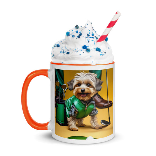 Yorkipoo Golfer- Mug with Color Inside v12