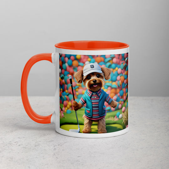 Yorkipoo Golfer- Mug with Color Inside v14