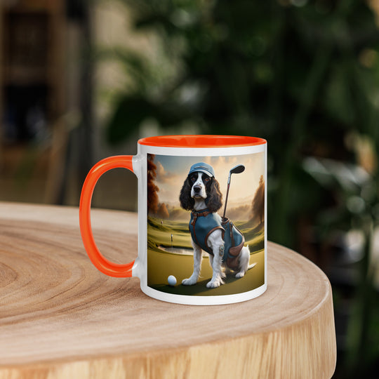 Sprocker Spaniel Golfer- Mug with Color Inside