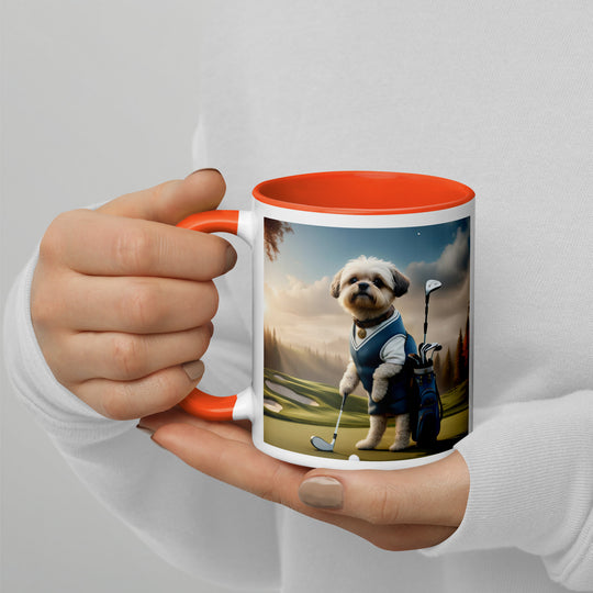 Pugapoo Golfer- Mug with Color Inside v6