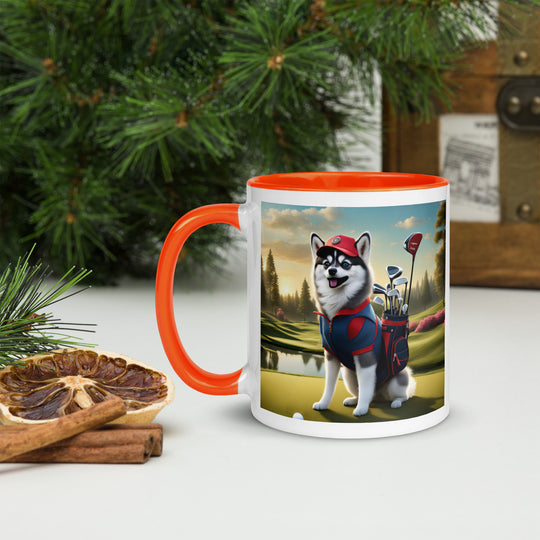 Pomsky Golfer- Mug with Color Inside v3