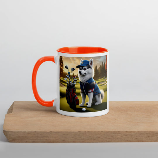 Pomsky Golfer- Mug with Color Inside v4