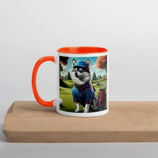 Pomsky Golfer- Mug with Color Inside v5