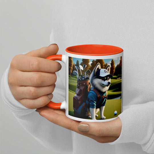 Pomsky Golfer- Mug with Color Inside v10