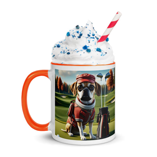 Puggle Golfer- Mug with Color Inside v6