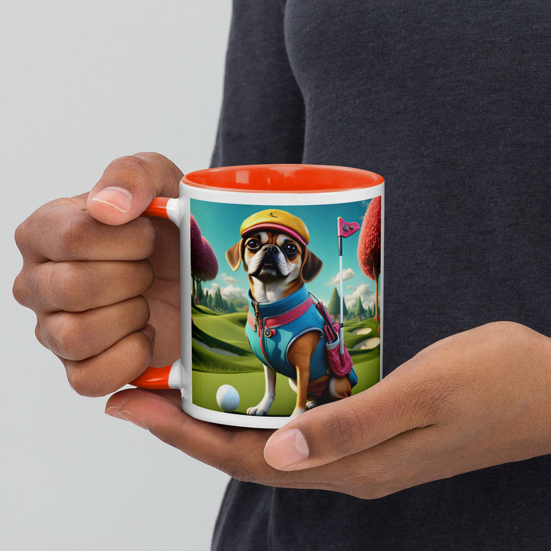 Puggle Golfer- Mug with Color Inside v8