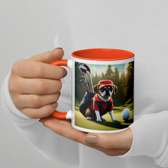 Puggle Golfer- Mug with Color Inside v9